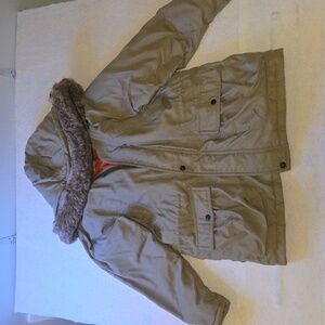 Vintage Forest Club Rainforest XL Down Parka Coat Olive Green Faux Fur Hood Warm